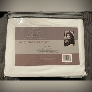 Kathy Ireland White Microfiber King Sheet Set (Deep Pockets) NEW